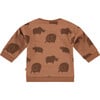 Monochromatic Rhino And Elephant Graphic Crew Neck Sweatshirt, Brown - Sweatshirts - 2