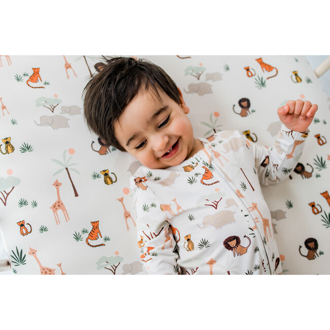 Silk Fitted Crib Sheet, Safari Daze - Crib Sheets - 6