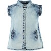 2-Front Pocket Denim Collared Dress, Bleached Blue - Dresses - 1 - thumbnail
