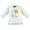 Nature Theme Print Long Sleeve Tee Shirt, White Cream - Tees - 1 - thumbnail