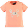 Crab Print Short Sleeve Tee Shirt, Fluorescent Orange - Tees - 1 - thumbnail