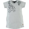 Giraffe Print Short Sleeve T-Shirt Dress, Grey - Dresses - 1 - thumbnail