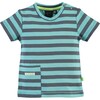 Striped Short Sleeve Front Pocket Tee Shirt, Aqua And Grey - Tees - 1 - thumbnail