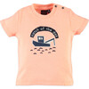 Boat Print Short Sleeve Tee Shirt, Fluorescent Orange - Tees - 1 - thumbnail