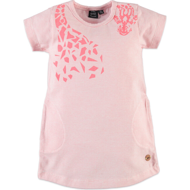 Giraffe Print Short Sleeve T-Shirt Dress, Coral Pink