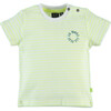 Striped Short Sleeve Tee Shirt, Neon Yellow - Tees - 1 - thumbnail