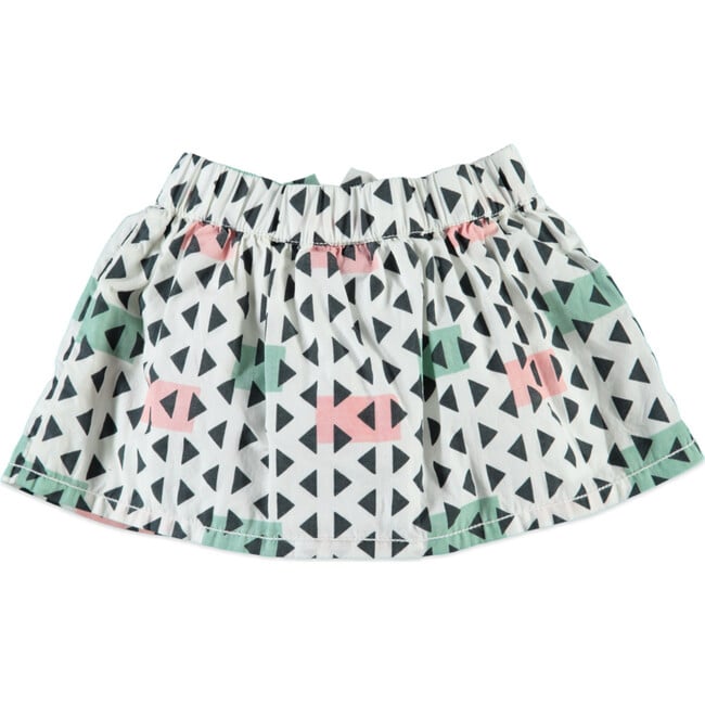 Abstract Triangular Print Pleated Skirt, Cream And Multicolors - Skirts - 2