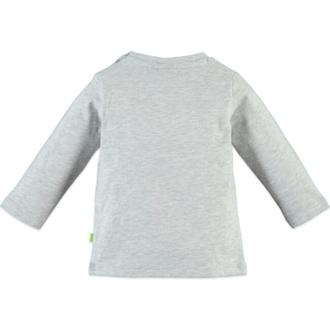 House Print Long Sleeve Tee Shirt, Light Grey - Tees - 2