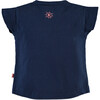 "Sunny Day" Print Short Ruffled Sleeve Tee Shirt, Midnight Blue - Tees - 2 - thumbnail