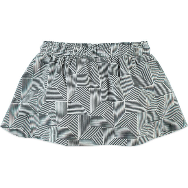Abstract Geometric Print Drawstring Wasitband Pleated Skirt, Grey - Skirts - 2