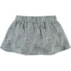 Abstract Geometric Print Drawstring Wasitband Pleated Skirt, Grey - Skirts - 2 - thumbnail