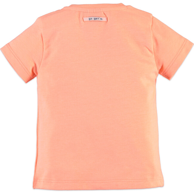 Crab Print Short Sleeve Tee Shirt, Fluorescent Orange - Tees - 2