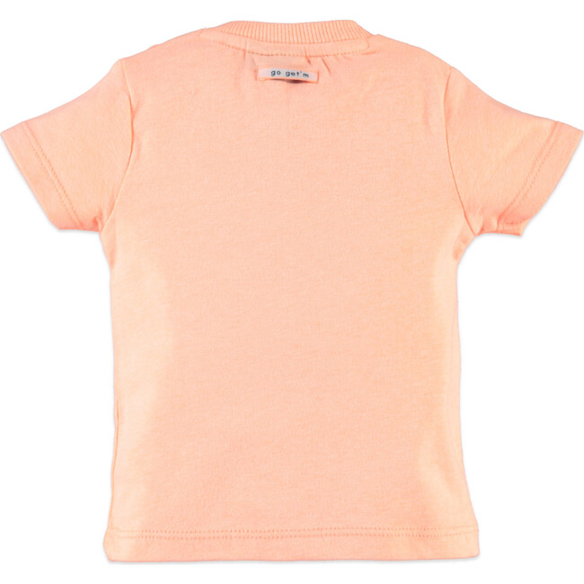 Boat Print Short Sleeve Tee Shirt, Fluorescent Orange - Tees - 2