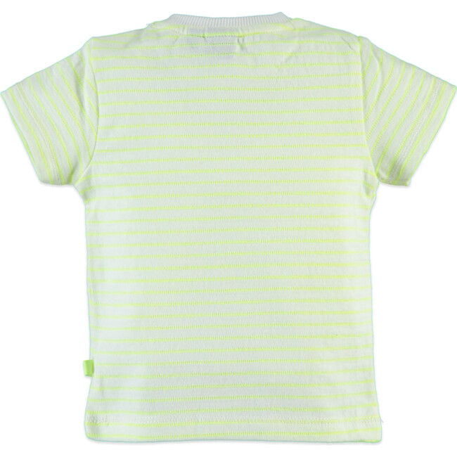 Striped Short Sleeve Tee Shirt, Neon Yellow - Tees - 2