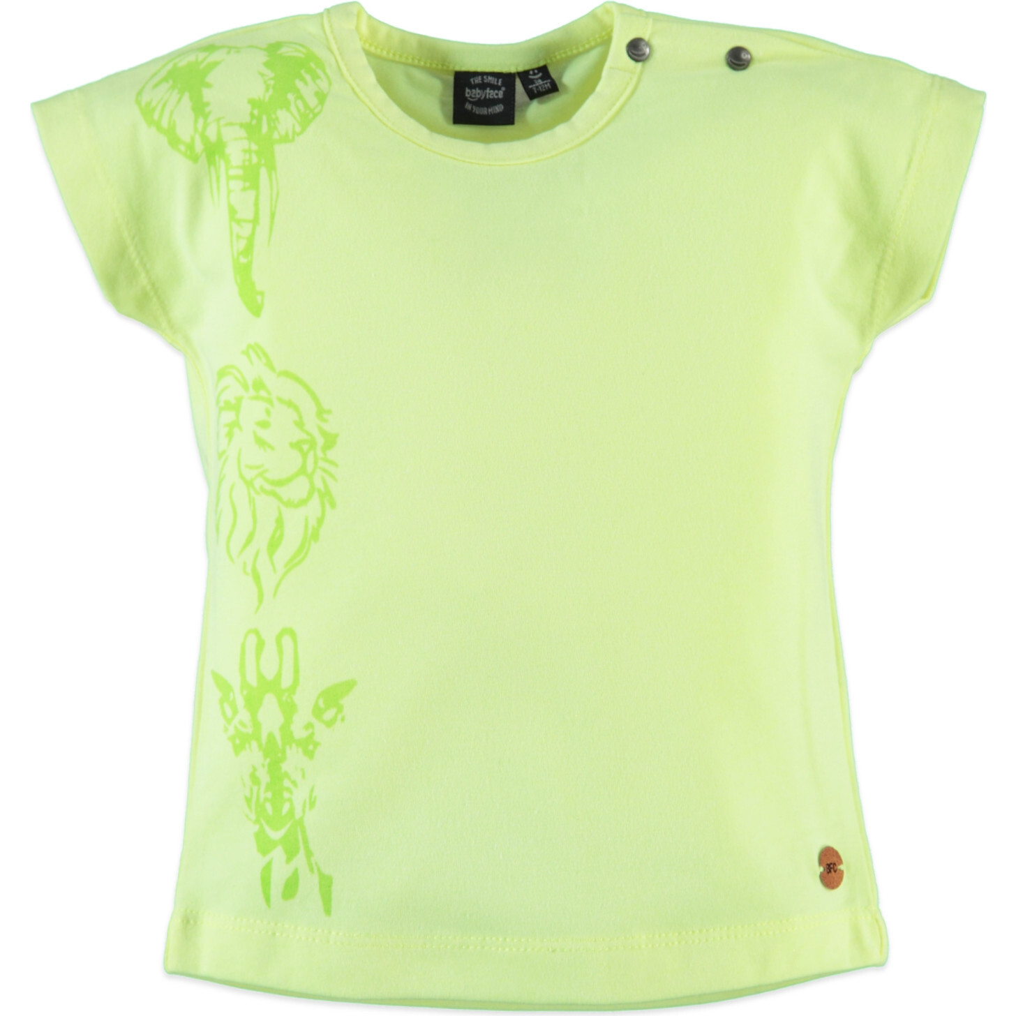 Monochromatic Elephant Lion Giraffe Print Tee Shirt, Neon Yellow - T-Shirts - 1