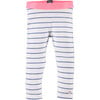 Contrast Waistband Striped Legging, Royal Blue And Pink - Leggings - 1 - thumbnail