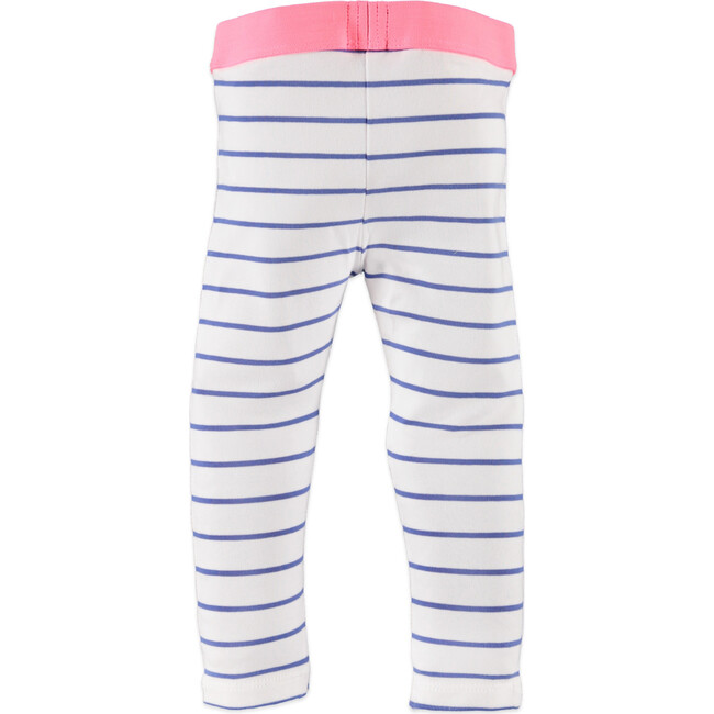 Contrast Waistband Striped Legging, Royal Blue And Pink - Leggings - 2