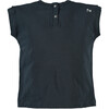 Ruffled Border Print Tee Shirt, Antra Blue - Tees - 2 - thumbnail