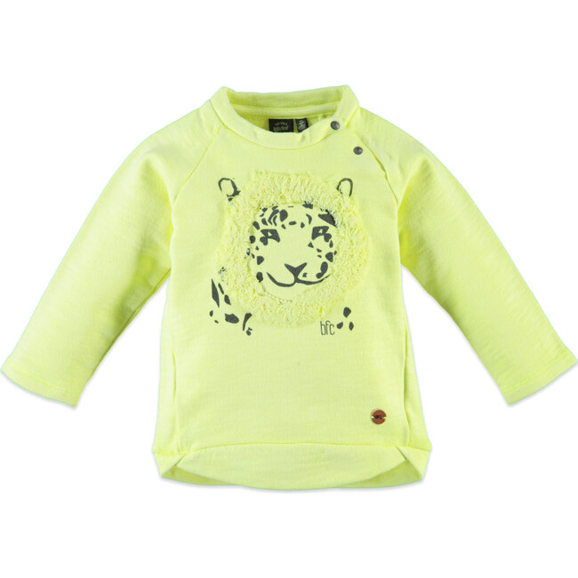 Tiger Print Long Sleeve Sweatshirt, Neon Yellow