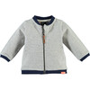 Striped Zipper Bomber Jacket, Cool Grey - Jackets - 1 - thumbnail