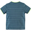 Striped V-Neck Short Sleeve Tee Shirt, Lake Teal - Tees - 2