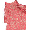Ondine Ruffle Neck Flower Block Print Dress, Coral - Dresses - 3