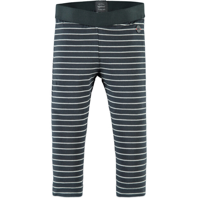 Solid Elastic Waistband Striped Legging, Antra Blue