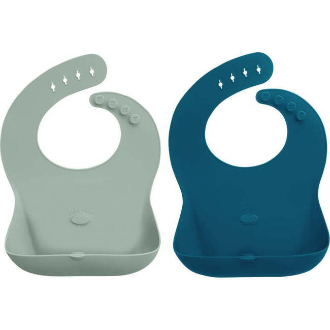 Ruby Wrapp Silicone Bibs, Space Blue & Sage Green - Bibs - 1