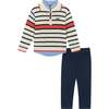 3-Piece Striped Sweater & Pant Set, White - Mixed Apparel Set - 1 - thumbnail