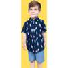 Rocket Pop Print Button-Up & Short Set, Blue - Mixed Apparel Set - 2
