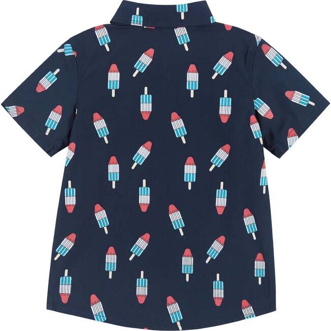 Rocket Pop Short Sleeve Button-Up, Blue - Shirts - 4