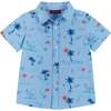 Surfs Up Print Button-Up & Short Set, Blue - Mixed Apparel Set - 3