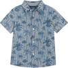 Fun Palm Tree Print Knit Button-down Set, Blue - Shirts - 4