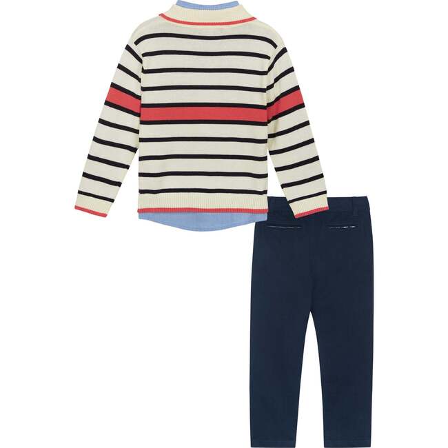 3-Piece Striped Sweater & Pant Set, White - Mixed Apparel Set - 6