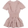 Textured Floral Short Sleeve Peplum Dress, Mauve - Dresses - 1 - thumbnail