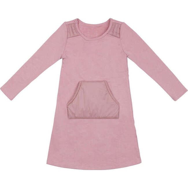 Puffed Pocket Long Sleeve Dress, Mauve