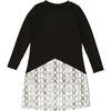 Scuba Long Sleeve Dress, Black And White - Dresses - 1 - thumbnail