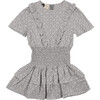 Textured Floral Short Sleeve  Dress, Slate - Dresses - 1 - thumbnail