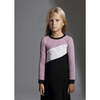 Tricolor French Terry Long Sleeve Dress, Mauve - Dresses - 2