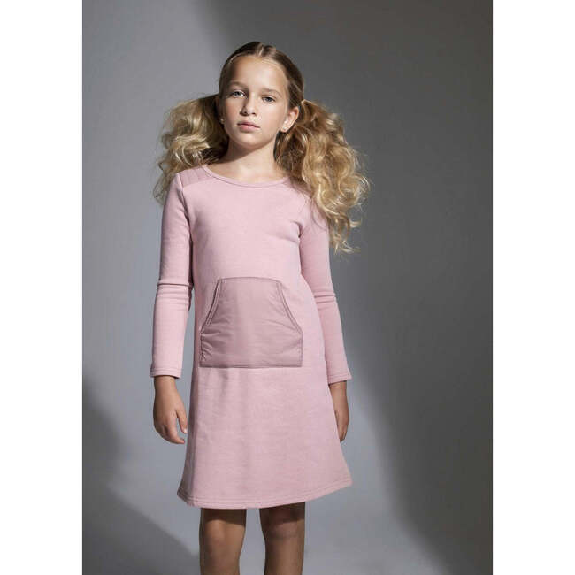 Puffed Pocket Long Sleeve Dress, Mauve - Dresses - 3