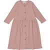 Cotton Gauze Long Sleeve Buttoned Dress, Blush - Dresses - 1 - thumbnail