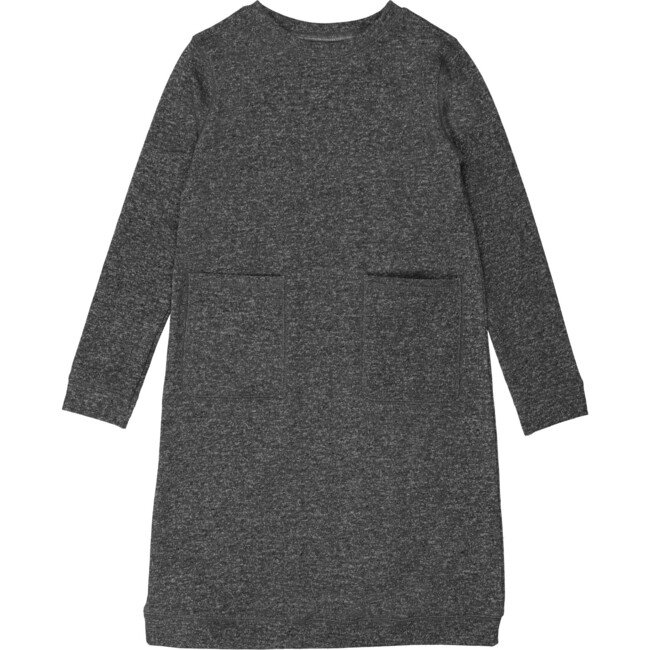 Sparkle French Terry Long Sleeve Dress, Charcoal