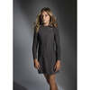 Sparkle French Terry Long Sleeve Dress, Charcoal - Dresses - 2