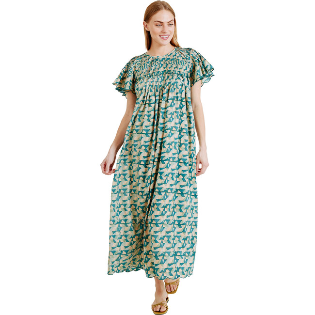 Women's Vienna Pintucked Dress, Seaglass - Dresses - 1