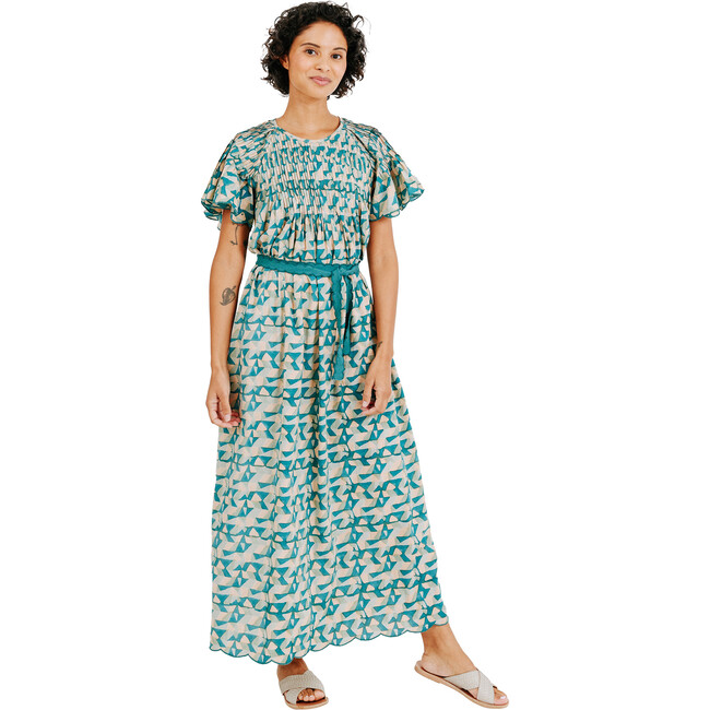 Women's Vienna Pintucked Dress, Seaglass - Dresses - 3