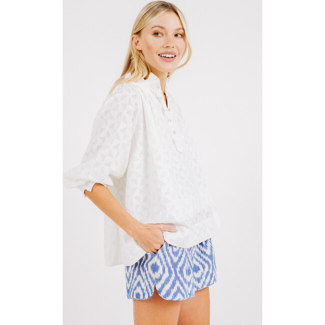 Women's Faro Blouse, White Jacquard - Blouses - 7