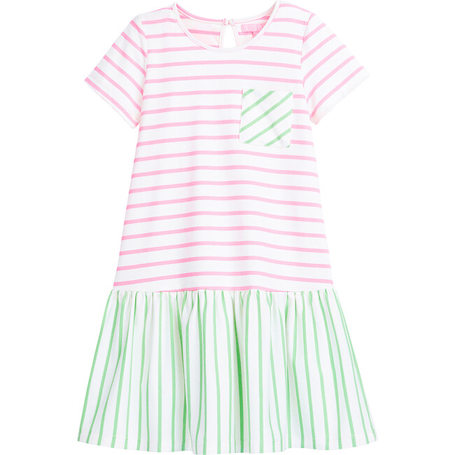 Isabel Dress, Pink & Green Stripe