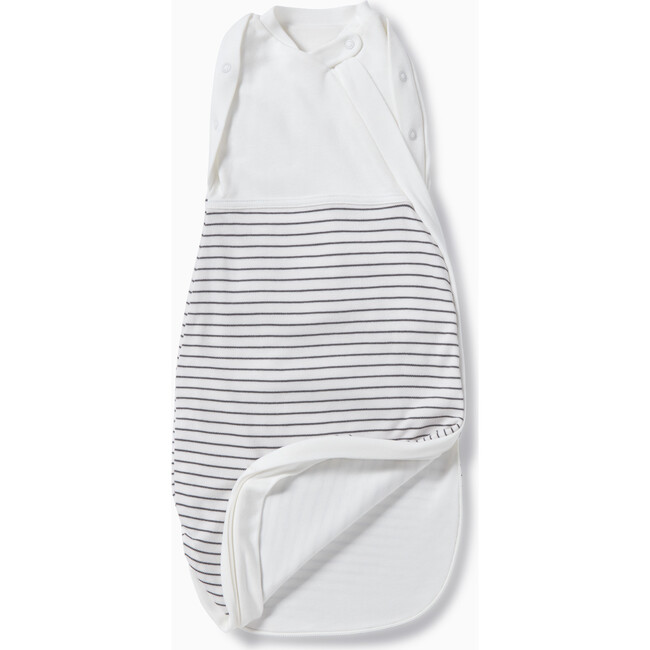 Zip-Up Swaddle Bag, Grey Stripe - Swaddles - 2