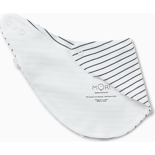 Double-Ply Bandana Style Milk Bib, Grey Stripe - Bibs - 2