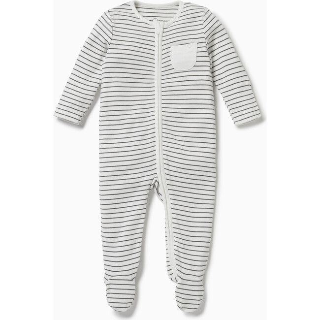 Clever Zip-Up Sleepsuit, Grey Stripe